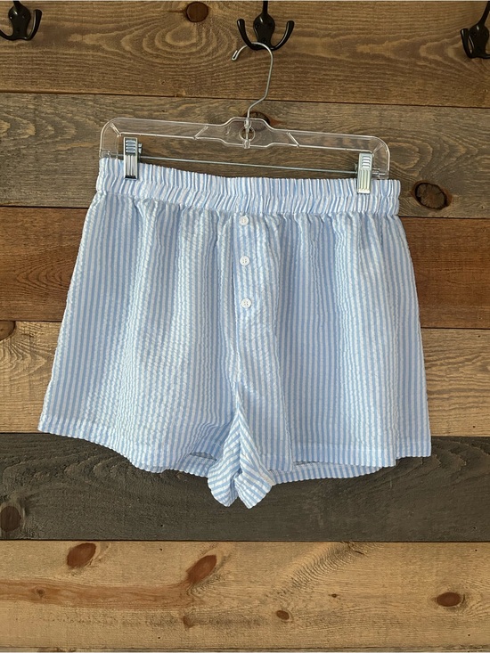 SHEIN Pants - SHEIN Light Blue & White Striped Seer Sucker Shorts Size L
